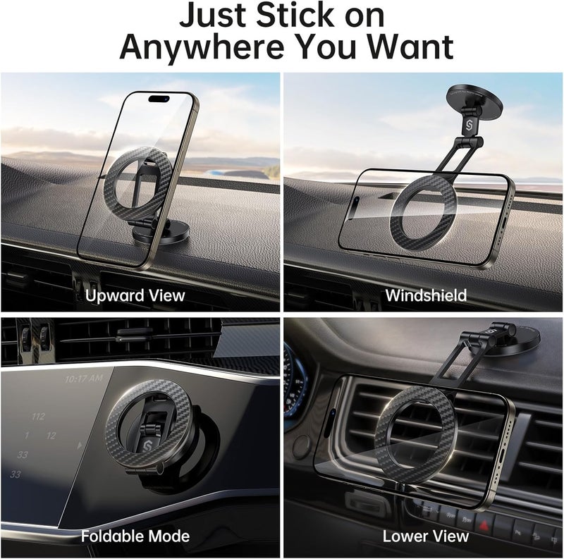 Syncwire Fits MagSafe Car Mount, Magnetic Phone Holder for Car Dashboard, [Flexible Three-axis] 360° Rotation Magnetic Car Mount Strong Magnets Car Phone Holder for iPhone 17 16 15 14 Pro Max - Image 2